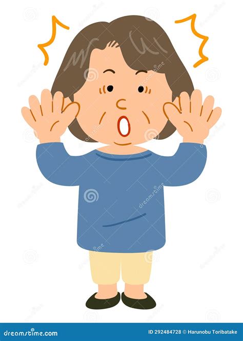 Surprising Senior Woman Wearing a Blue Cut-sew, Full Body Stock Vector