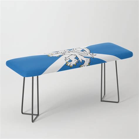 Blue And White Scottish Flag With White Lion Bench By Podartist Society6