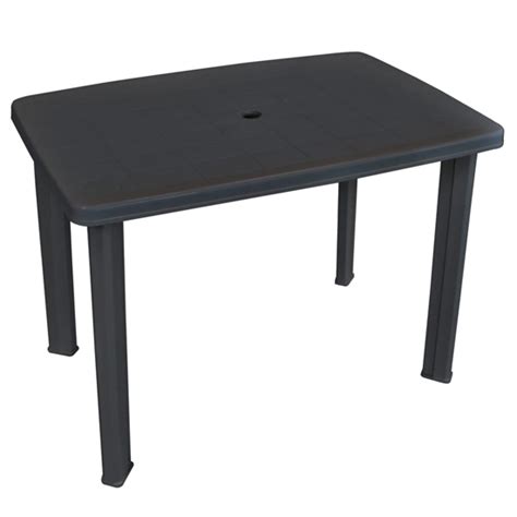 Derik Outdoor Rectangular Plastic Dining Table In Anthracite