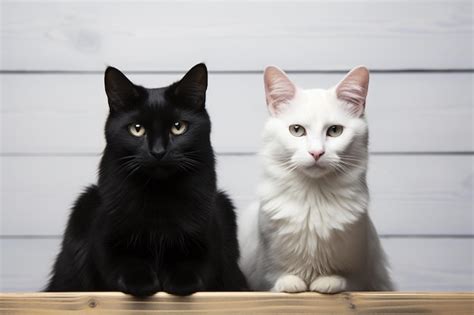 Premium Ai Image Two Black And White Cats Sitting Together