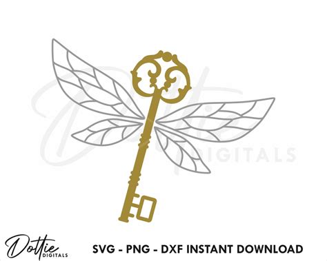 Flying Key Svg Png Dxf Magic Key With Wings Cutting File Design Vintage