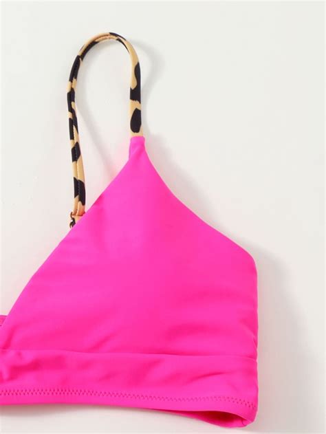 Contrast Leopard High Cut Bikini Swimsuit SHEIN USA