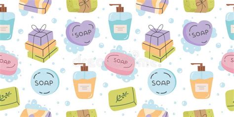 Cute Vector Seamless Pattern With Handmade Soap Stock Vector