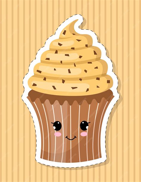 Desenho Do Bolinho - Bolinho com carinha fofa, olhos no estilo kawaii. o desenho dos ...