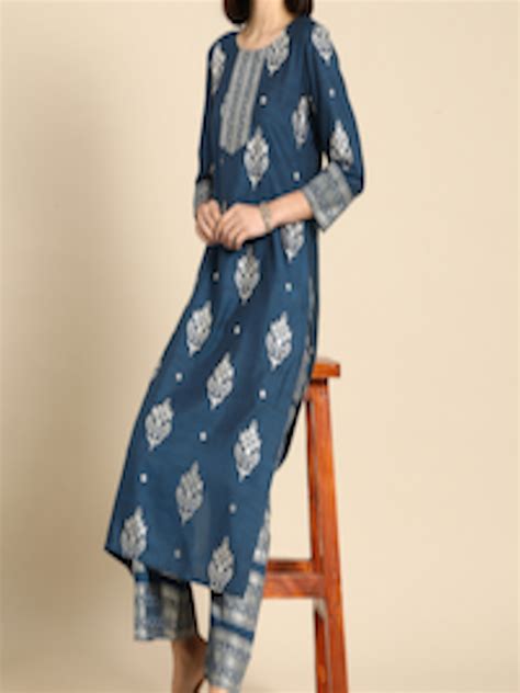 Buy Anouk Women Blue Ethnic Motifs Printed Regular Kurta With Palazzos