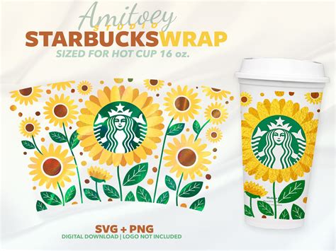 Sunflowers Full Wrap SVG Sun Flowers Sunny Hot Summer For Hot Cup Oz SVG PNG Files