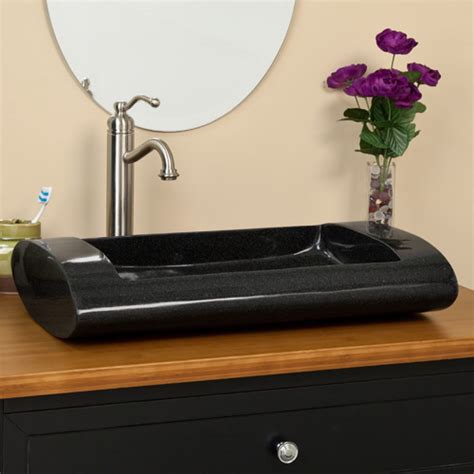 Rounded Rectangle Black Granite Vessel Sink Natural Stone Creations