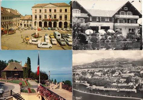 LOT DE 4 Cartes Postales Anciennes 10x15cm THONON LES BAINS HAUTE