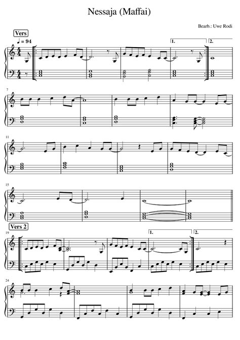 Nessaja Peter Maffay From Tabaluga Sheet Music For Piano Solo