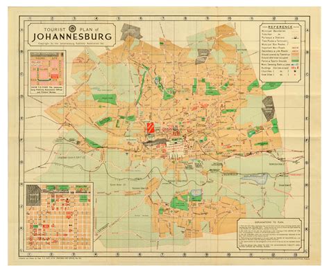 At Auction: Travel Poster Johannesburg Tourist Plan