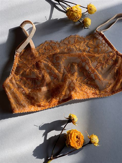 Copper Lace Lingerie Set Halter Bra Lace Halter Bra Lace Etsy