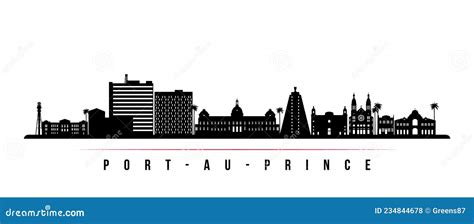 Port Au Prince Skyline Horizontal Banner Stock Vector Illustration