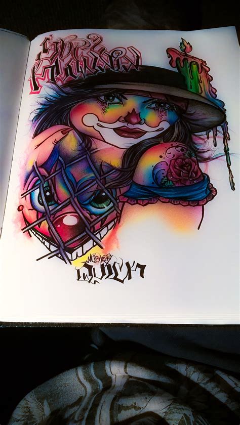 Chicano Art Lowrider Arte Chicano Arte Female Clown Pencil Drawings