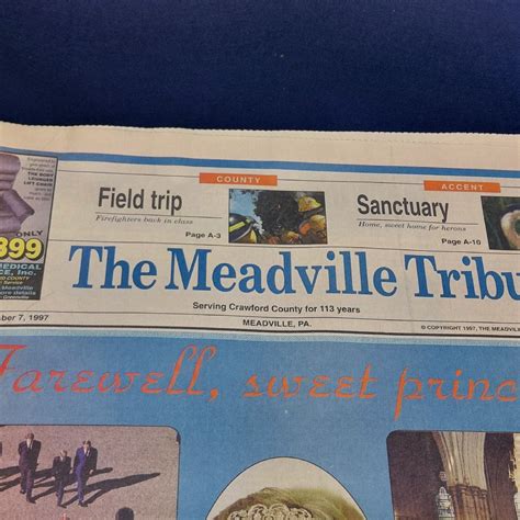 Vintage 1997 September 7, The Meadville Tribune Newspaper, Meadville PA