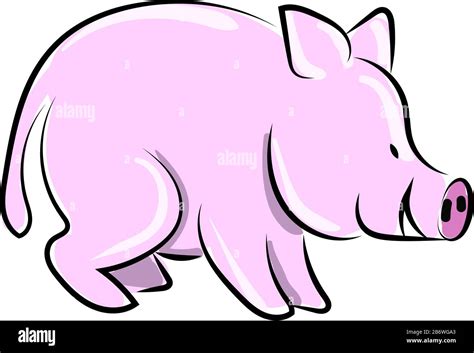 Fat Pig Illustration Vector On White Background Stock Vector Image