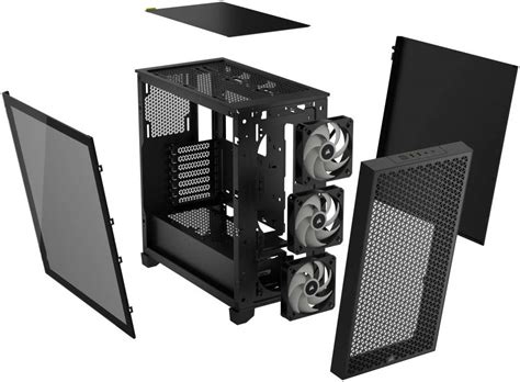 Corsair 3000d Rgb Airflow Mid Tower Pc Case Tempered Glass And Airflow Optimized Front Panel Up