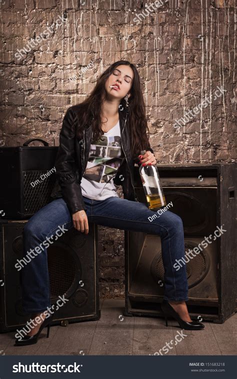 Sexy Rock Babe Leather Jacket Cigarette Stock Photo Shutterstock