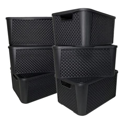Caixas Organizadoras Grandes E Baratas - Kit 6 Caixas Organizadoras Empilhável Grande Preto 17 Litros | Submarino