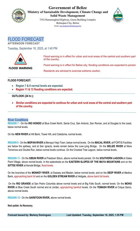 Government of Belize Press Office - COMUNICADO DE PRENSA Cierre del