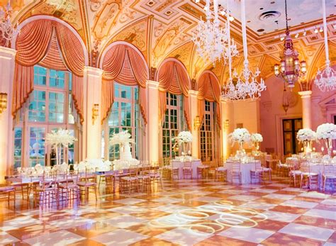reception decor  elegant ballroom reception space  weddings