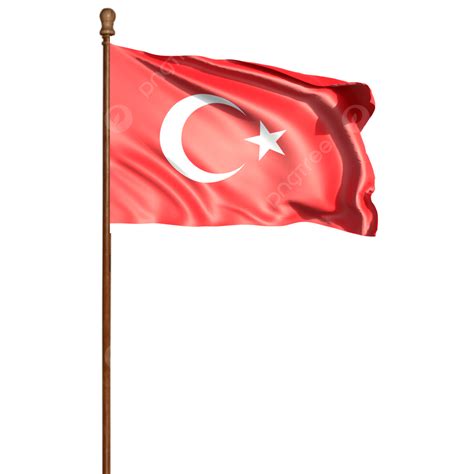 Turkey Flag With Pole Turkey Flag Waving Turkey Flag Turkey Day Png