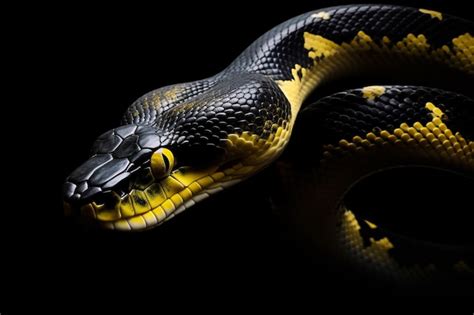 Una Serpiente Con Una Cabeza Negra Y Amarilla Foto Premium