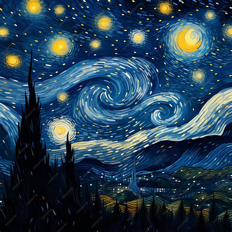 Premium Photo | Starry night oil painting