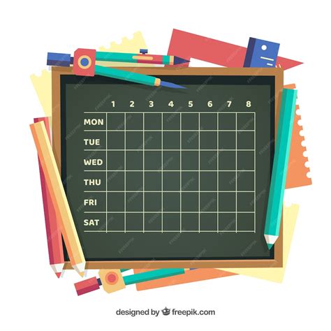 Free Vector Schedule On The Blackboard And Materials