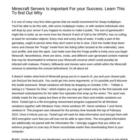 Minecraft Servers Is important In your Success Read This To find Out