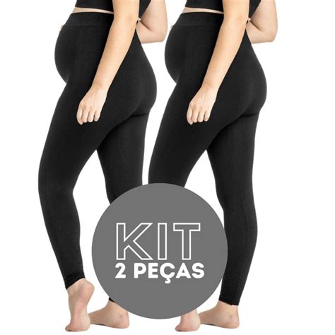 Kit Cal As Legging Gestante Gr Vida Cintura Alta Preta Zee Rucci