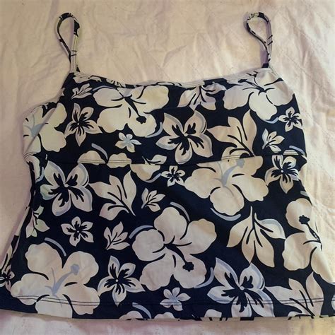 Tommy Hilfiger Women S Navy And White Bikini And Tankini Tops Depop