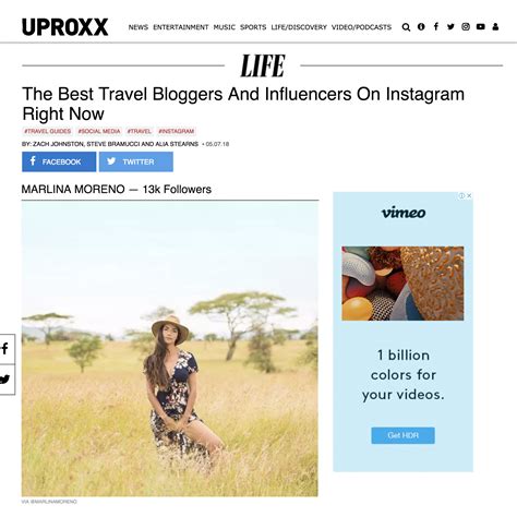 UPROXX - 30 BEST TRAVEL BLOGGERS TO FOLLOW IN INSTAGRAM RIGHT NOW - Mar