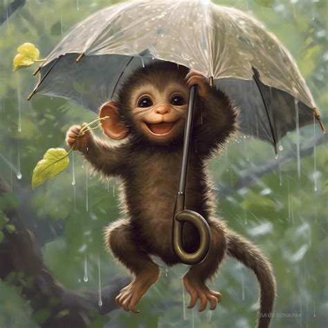 Premium AI Image | A monkey holding an umbrella