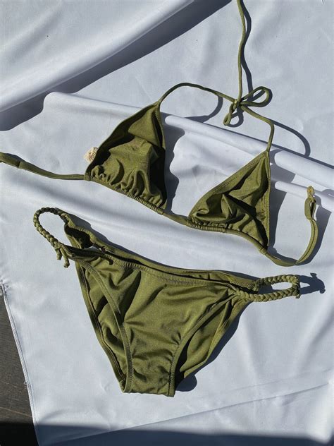 70s Vintage LA PERLA S M Olive Green Tiny Bikini Swimsuit Etsy