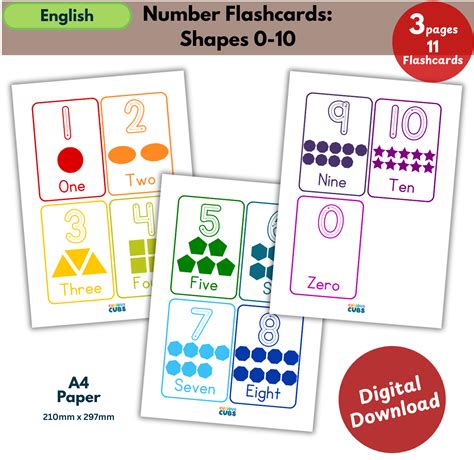 number flashcards   shapes curious cubs