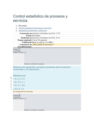 Control Estadistico Y De Procesos Modalidad De Ex Menes Semana