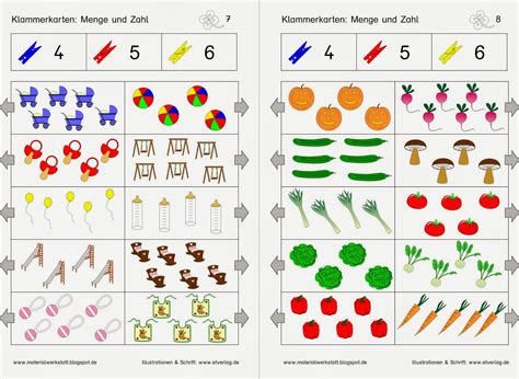 Materialwerkstatt: Klammerkarten: Menge und Zahl