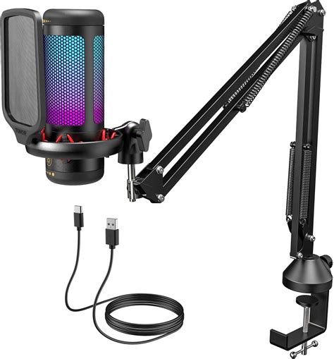 Amazon.com: Gaming USB Microphone Set for PC, TONOR RGB Condenser Mic ...