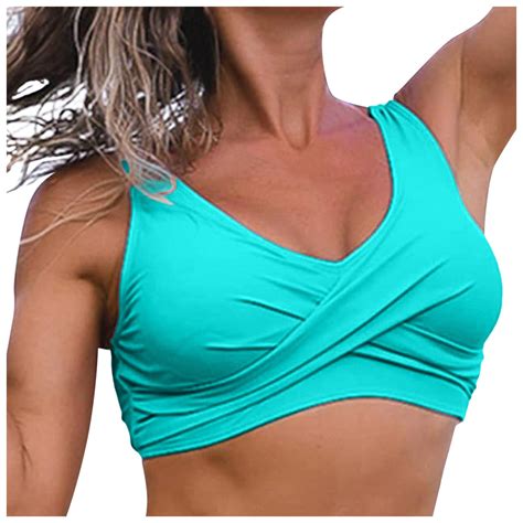 NIEWTR Women Swimsuit Bikini Top Wrap Self Tie Bathing Suit With Fixed Wide Straps GN2 M