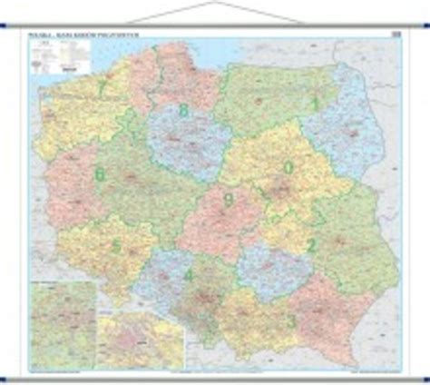 Polska Mapa Cienna Kody Pocztowe Skala Ksi Ka Gandalf Pl