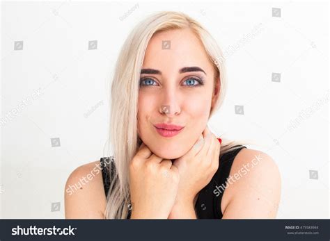 Closeup Beautiful Blonde Sending Air Kiss Stock Photo 475583944 Shutterstock