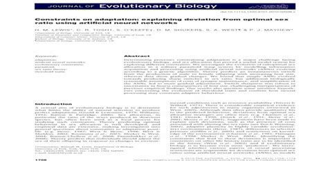 Constraints On Adaptation Explaining Deviation From Optimal Sex Ratio