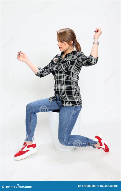 Beautiful Cute Brunette Girl Posing In Studio Fashion Photography Stock Image Image Of