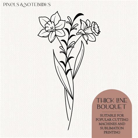 Narcissus Flower SVG: December Birth Flower Bouquet (digital Download