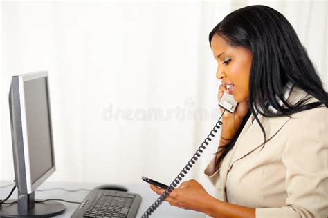 Professional Woman Talking On Phone Stock Photo Image Of Executive