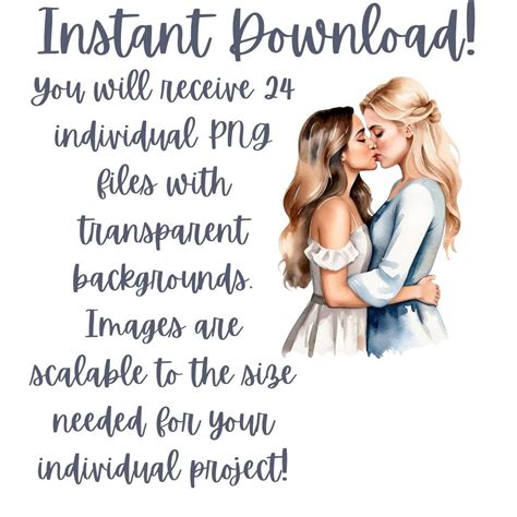 Lesbian Love Clipart LGBTQ Couple PNG Girlfriends Illustrations