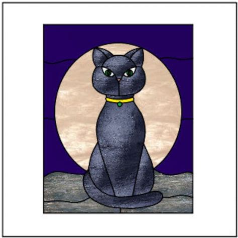 Black Cat Stained Glass Pattern Etsy