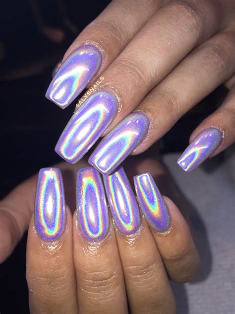 Holographic Purple Acrylic Nails Holographic Nails Acrylic