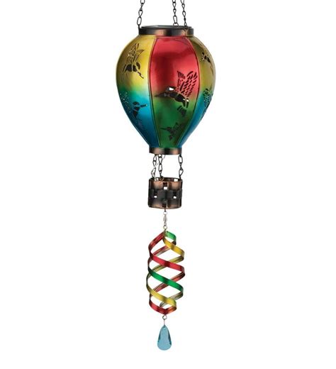 Hot Air Balloon Spinner Solar Lantern Hummingbird