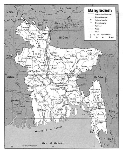 Large political and administrative map of Bangladesh with roads and